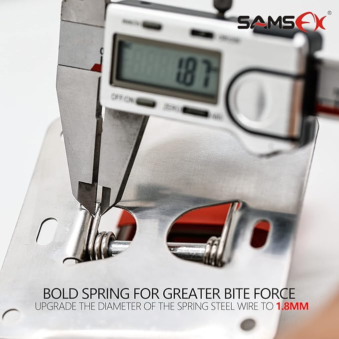 SAMSFX Fish Cleaning Board Tools Fillet Clamp w/Screws Deep-Jaw Fish Tail Clip Board for Scaling Table Bait (Fish Clamps with Red Grip)