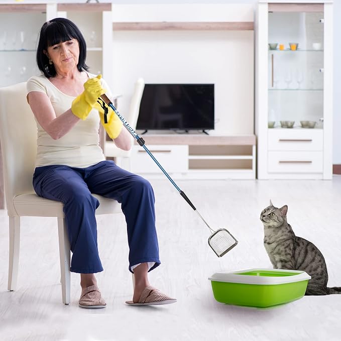 Sand Dipper Metal Cat Litter Scoop – Long Handle Cat Poop Scooper for Litter Box (27”), Heavy-Duty Stainless Steel Kitty Litter Scoop (Junior)