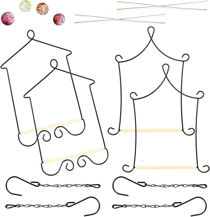 Metal Frame Hummingbird Swings and Perches with Wooden Dowel Black Bird Swing Outdoor Bird Perch Humming Bird Swing (4PK)