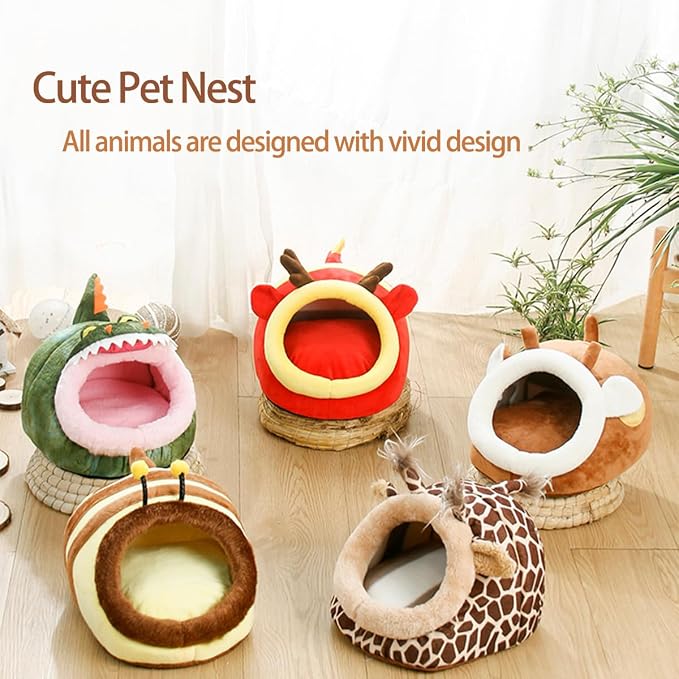 EAEDMY Guinea Pig Rat Bed Hideout for Rat Bearded Dragon Hedgehog Ferret to Sleep and Hide, Guinea Pig Cage Accessories Habitat Décor (Large, 2.Giraffes)