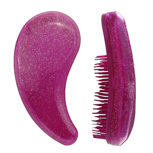 Comma-Shaped Small Dog Brush, Fit for Yorkie, Shih Tzu, Maltese Maltipoo Pomeranian - Gentle Soft Bristles for Effortless Pet Hair Removal, Puppy Essentials (Crystal Rose Red)