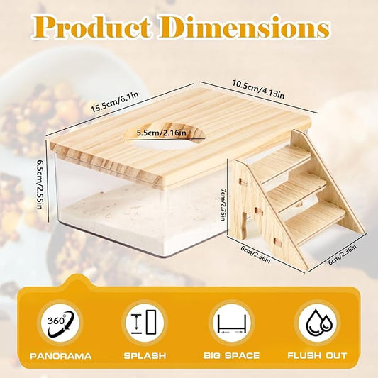 Hamster Sand Bath Box Container, Hamster Bath Sand Gerbil Sand Bath Hamster Dust Bath, Hamster Litter Box Chinchilla Dust Bath Hamster Accessories (Small Rectangle)