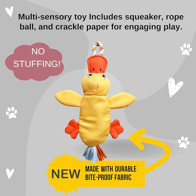 Flirt Pole Replacement Toy - Multi-Sensory Tough Tug Toy for Mighty StrongBite Flirt Pole for Dogs, Teaser Wand Attachment Lure (Duck)