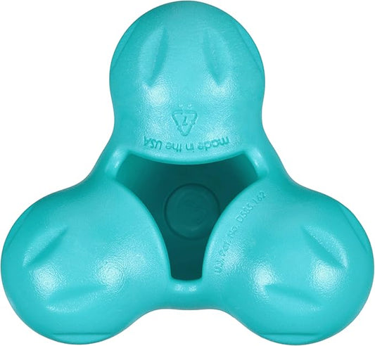 WEST PAW Zogoflex Tux Treat Dispensing Dog Chew Toy – Interactive Chewing Toy for Dogs – Dog Games for Aggressive Chewers, Fetch, Catch – Holds Kibble, Treats, Small 4", Teal