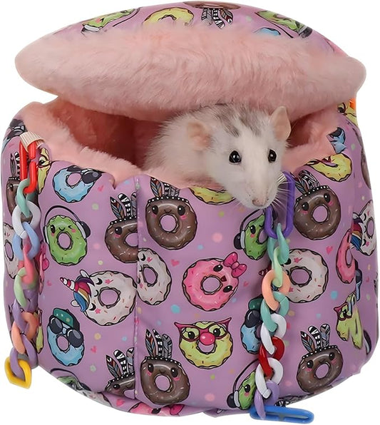 Rat Hanging Bed, Sugar Glider Cage Accessories, Guinea Pig Warm Sleeping Nest Bed, Small Animals Cage Hammock for Squirrel, Hamster, Parrot