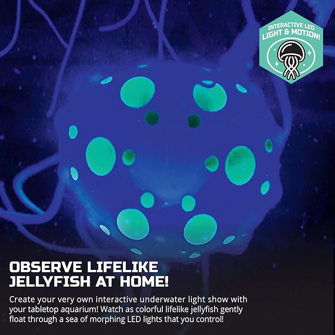 Discovery™ Jellyfish Aquarium Lamp – Color‑Morphing LED Bedroom Night Light with Remote| 15 Light Options| Lifelike Floating Jellyfish| Educational Learning Gift| Ages 8+