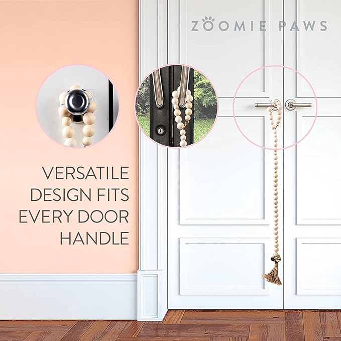 Dog Puppy Training Bell Potty and Outdoor Training Doorbell - Zoomie Paws, Wooden Beaded with Gold Bells