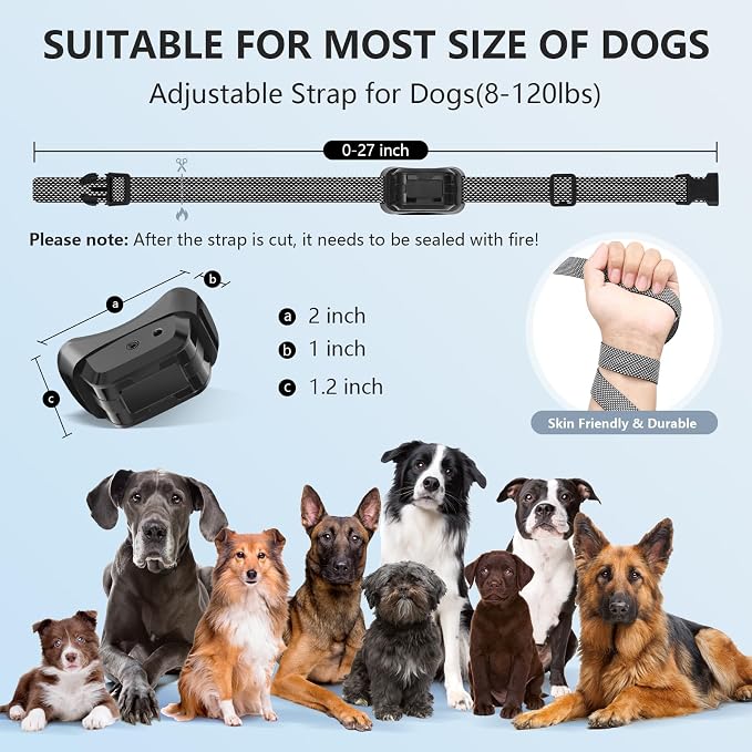 Citronella Dog Bark Collar, Anti Bark Collar with 3 Adjustable Spray & Sensitivity Level [1 Citronella Spray Refill] Automatic No Shock Dog Barking Collar for Small Medium Large Dogs, Black