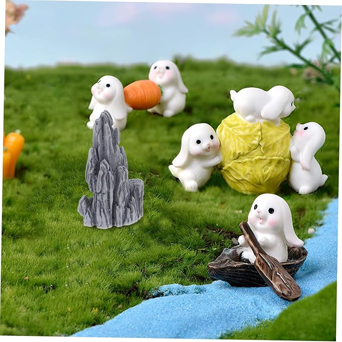 STOBAZA 4pcs Miniature Rockery Statues Resin Micro Landscape Decorations for Fish Tank Garden Indoor Use Detailed Faux Bonsai Ornaments for and Outdoor Decor