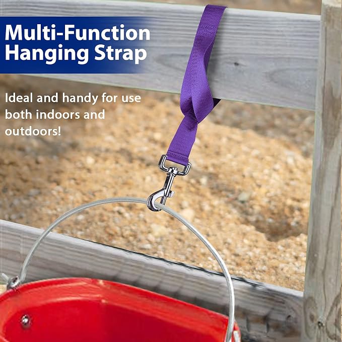 Harrison Howard 4PCS 22” Easily Packed Sturdy Nylon Bucket Straps for Hay Nets and Water Feeder Buckets-Purple