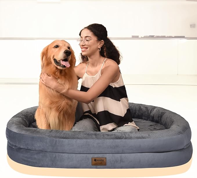 Orthopedic Dog Bed for Medium Dogs, Waterproof Dog Bed with Removable Bolsters, Egg Crate Foam Pet Couch for Medium Size Dog with Machine Washable Cover & Non-Slip Bottom, Dark Grey