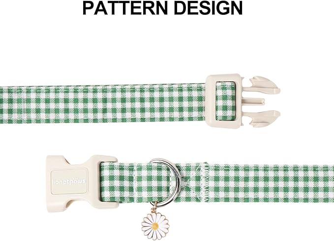 Lionet Paws St. Patrick Dog Collar- Cute Clover Green Dog Collars with Plastic Buckle, Light Adjustable Dog Collars with Clover Pendant for Medium Dogs