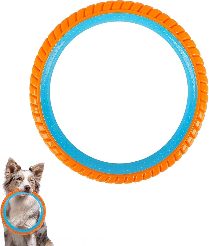 ALL FOR PAWS 10.8" Dog Ring Toy, Interactive Dog Toy for Fetch & Tug of War, Rubber Dog Toy for Medium to Large Dogs, Outdoor Dog Toy for Training & Exercise, Anxiety Relief & Boredom