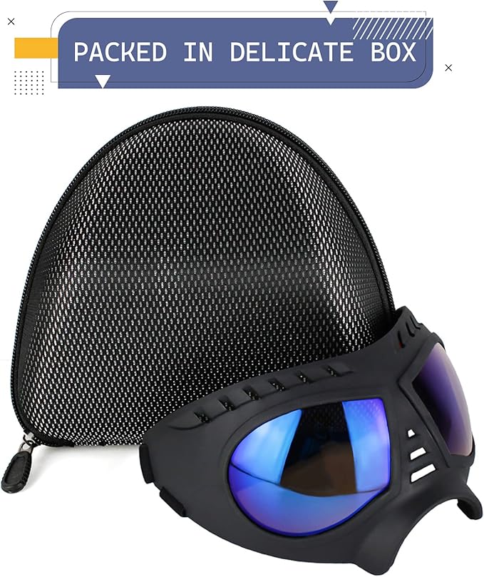 Namsan Clear Dog Goggles for Large Dogs, Wide Snout & Soft Frame, Tactical Driving Sunglasses for Dogs Medium to Large Breed, Anti-UV Dog Eye Protection, Windproof Dustproof, Adjustable, Clear Blue