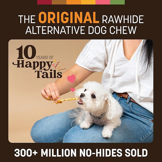Earth Animal No Hide Stix - Long Lasting Rawhide Free Small Dog Chews Sticks, Chicken & Beef Variety Bundle - 40 Count Value Pack