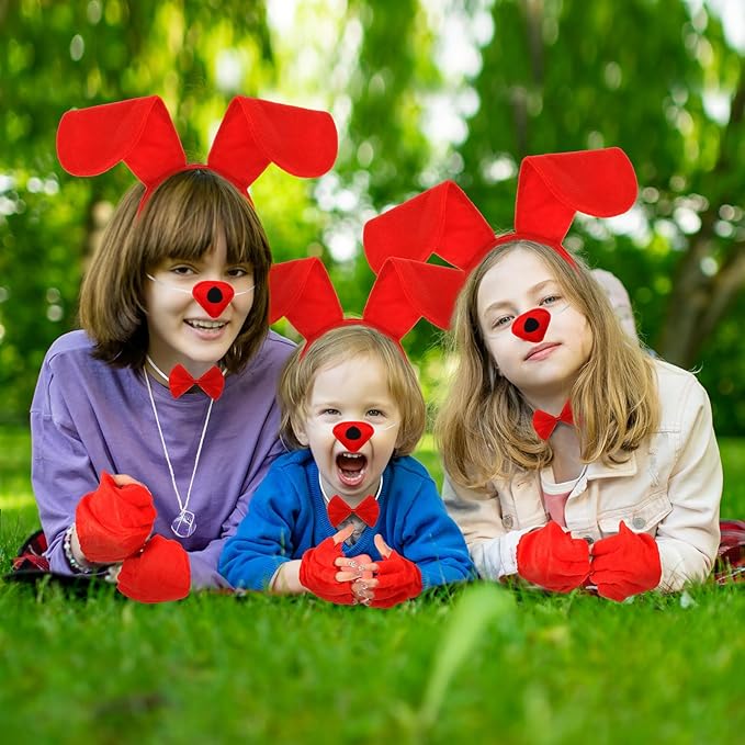Syhood Puppy Dog Costume Set Ears Headband Bowtie Nose Tail Paw Gloves Accessories for Carnival
