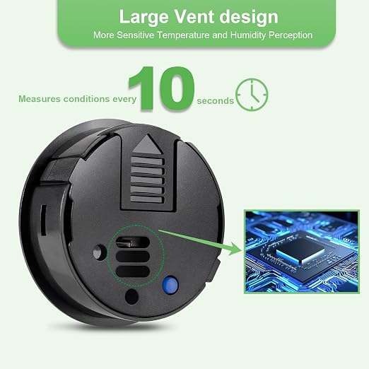2 - PACKMini Digital Hygrometer Indoor Humidity Meter & Round Temperature Monitor - Reptile Thermometer with Humidity Gauge (℉) or (℃) for Humidifiers Dehumidifiers Greenhouse, Garden