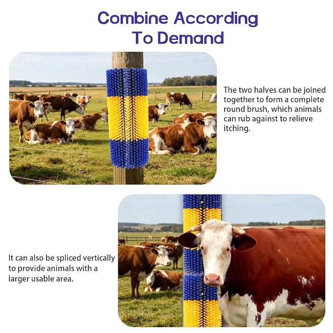 2PCS Livestock Scratching Brush, Horse Brush, Cow Goat Scratching Post with 8 Screws, Grooming Massage for Cattle Sheep Horses Pigs