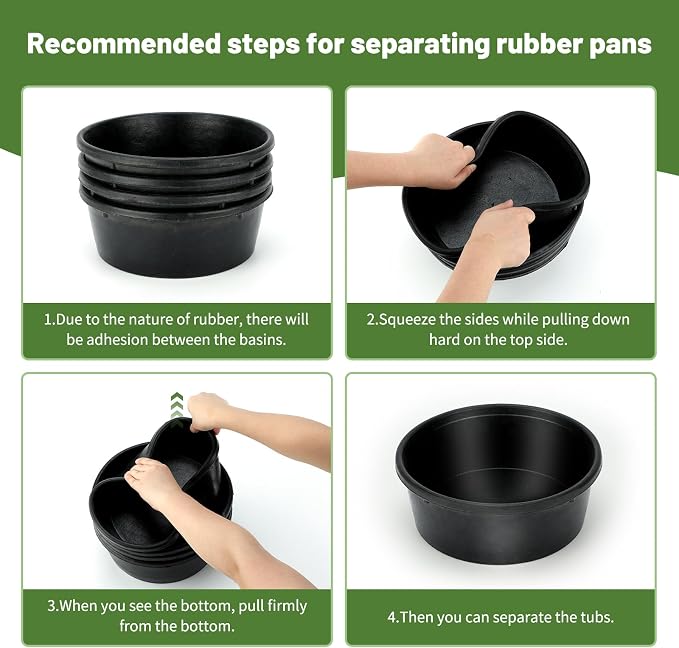 2Pcs Rubber Feed Pan, 1 Gallon Horse Feed Bucket Utility Feed Bucket, 10.6 x 4.1Inches Rubber Bowl Chicken Dust Bath Livestock Water Bowl for Pig Goat Chicken Dogs Farm Small Animal