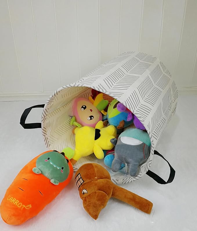 Kids Laundry Hamper Storage Basket Laundry Organizer Hamper Storage Bins Clothes Box Nursery Hamper Gift Basket with Handles (Gray)