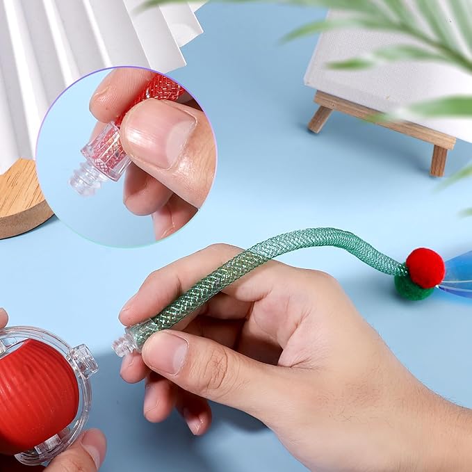5pcs Interactive Cat Toys Ball Tail Accessories, 11.81 Inch Interactive Moving Dog Toys Replacement String, Rolling Pet Toy, Rope Parts for Bored Indoor Cats Pet Motion Activated