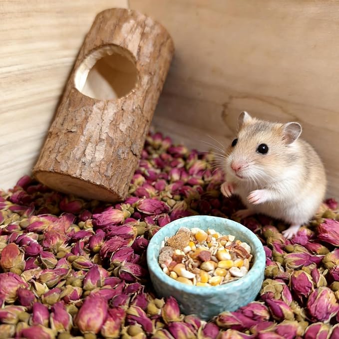 Hamster Bedding Habitat 200G/7.0oz Hamster Forage Flowers Cage Accessories for Rabbit Gerbil Mouse Guinea Pig (200G)