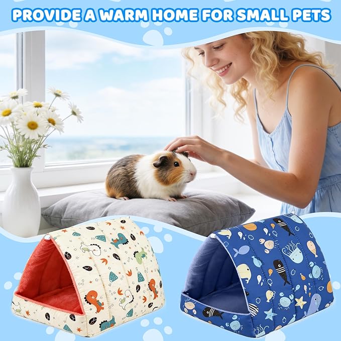 2 Pcs Guinea Pig Hideout, Guinea Pig Bed Tunnel Washable Small Animal House Cage Accessories for Mouse Chinchillas Hamsters Hedgehogs Ferrets Bearded Dragons and Rats Other Small Animals