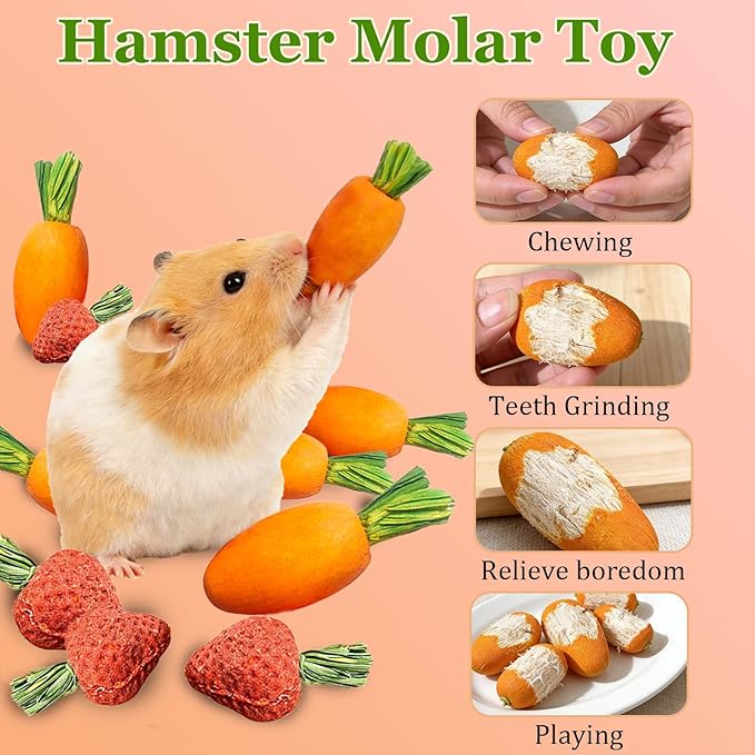 Hamiledyi Hamster Chew Toys Rabbit Chew Toys for Teeth Guinea Pig Treats Enrichment Habitat Decor for Bunny Chinchilla Gerbil Rat (26 Pcs)
