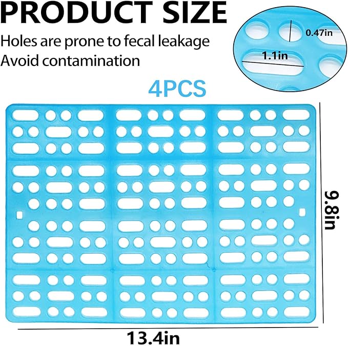 kathson 4 Pcs Rabbit Feet Pad Plastic Bunny Cage Floor Mat Foot Resting Hole Leak Water Nest Mat Pet for Small Animal Hamster Rat Chinchilla Guinea Pig Cats Dogs (Blue)