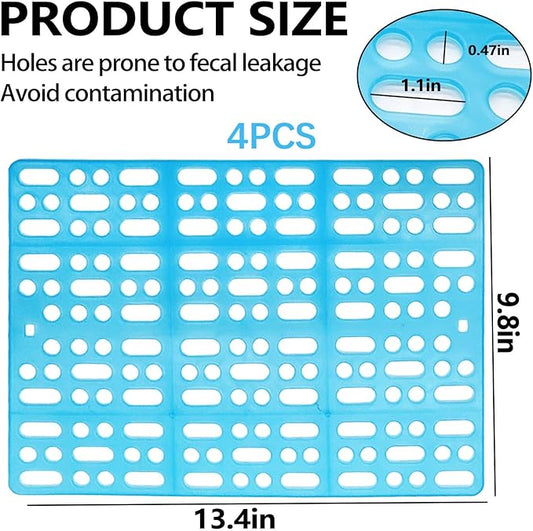 kathson 4 Pcs Rabbit Feet Pad Plastic Bunny Cage Floor Mat Foot Resting Hole Leak Water Nest Mat Pet for Small Animal Hamster Rat Chinchilla Guinea Pig Cats Dogs (Blue)