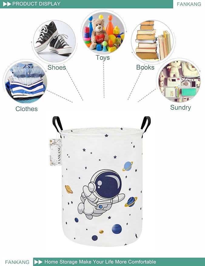 Storage Basket, Nursery Hamper Canvas Laundry Basket Foldable with Waterproof PE Coating Large Storage Baskets for Kids Boys and Girls, Office, Bedroom, Clothes,Toys(Reading)