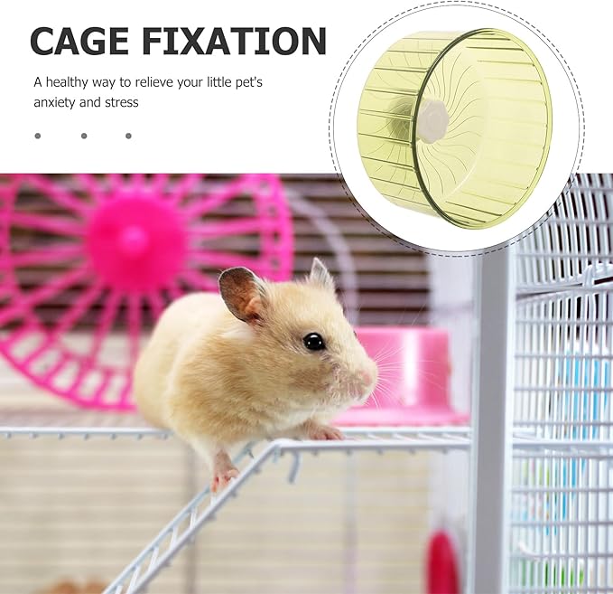 BESPORTBLE Silent Hamster Wheel with Double Bearings, 14-inch Transparent Green Running Wheel for Guinea Pigs, Gerbils, and Small Animals Exercise