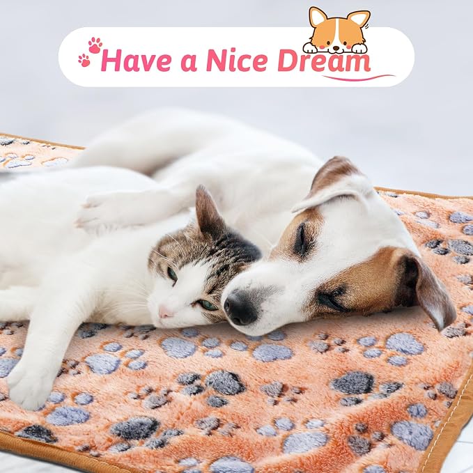 Tatuo 12 Pieces 20 x 30 Inch Dog Blanket Super Soft Warm Cat Sleep Mat Pet Kitten Doggy Fluffy Fleece Blankets with Cute Dog Paw Bone Star Elephant Patterns Printed Fluffy Blanket for Small Cat Puppy
