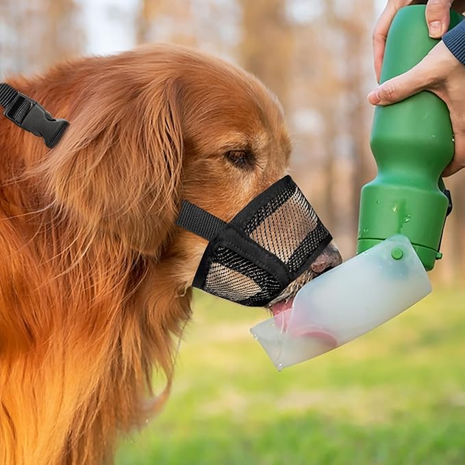 Flintstone Dog Muzzle for Large Dogs – Soft Air Mesh Muzzle for Large Sized Dog | Breathable Mouth Guard to Prevent Biting Chewing Grooming | No Bark Muzle L 7.9”-9.4”