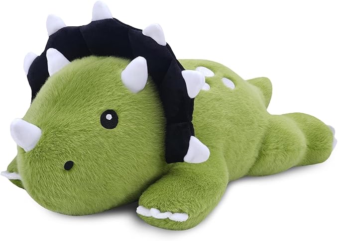 SQEQE Weighted Triceratops Dinosaur Plush, Weighted Stuffed Animal Dinosaur for Comforting Hugs, Soft Plushie Toy Pillow Gift for Kids, Valentines Birthday Decoration 9.8 Inch, 0.8 Lb