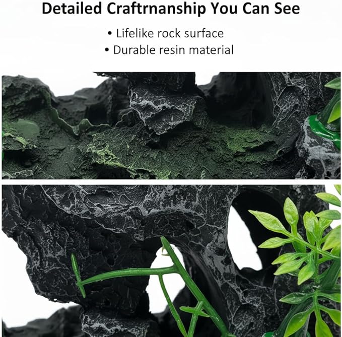 J-star Large Aquarium Rock Mountain Decor – Realistic Resin Landscape Ornament for Fish Tanks – Enhances Underwater Scenery, Easy to Clean, Safe for Fish