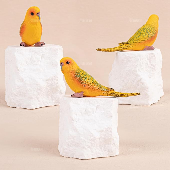 AUEAR, 4 Pack Bird Decorative Figurines Mini Fake Parrot Ornaments Parakeet Model for Home Garden Decoration