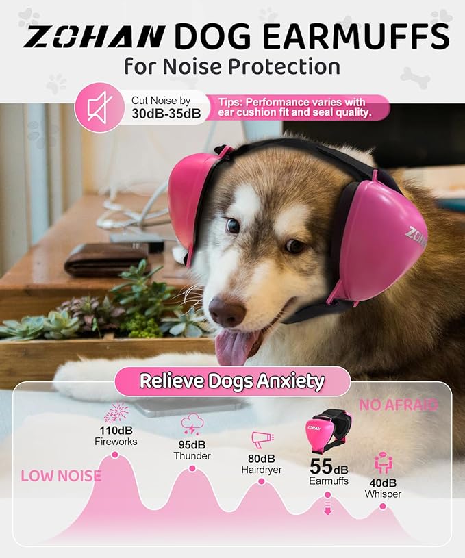 ZOHAN DG02 Upgraded Dog Ear Muffs Noise Protection - Dog Headphones Noise Cancelling with No Plastic for Fireworks, Thunder