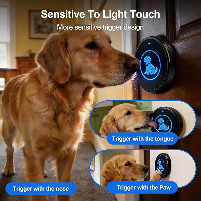 Dog Door Bell (2026 Self-Illuminating Enhanced Touch) for Potty Training, Wireless Dog Doorbells to Go Outside, 1000 Feet Long Range, IP65 Waterproof, 60 Melodies & Adjustable Volume (1 Button)