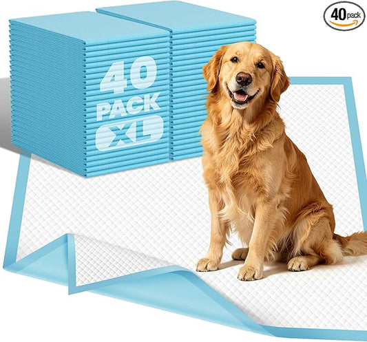 VJJ Extra Large Doggie Pee Pad, 30”x30” Thicken Dog Pee Pads, 40 Count XL Doggy Pads Leak-Proof, Super Absorbent Puppy Pee Pads for Dogs, Soft Training Pet Pads for Dogs Cats Rabbits