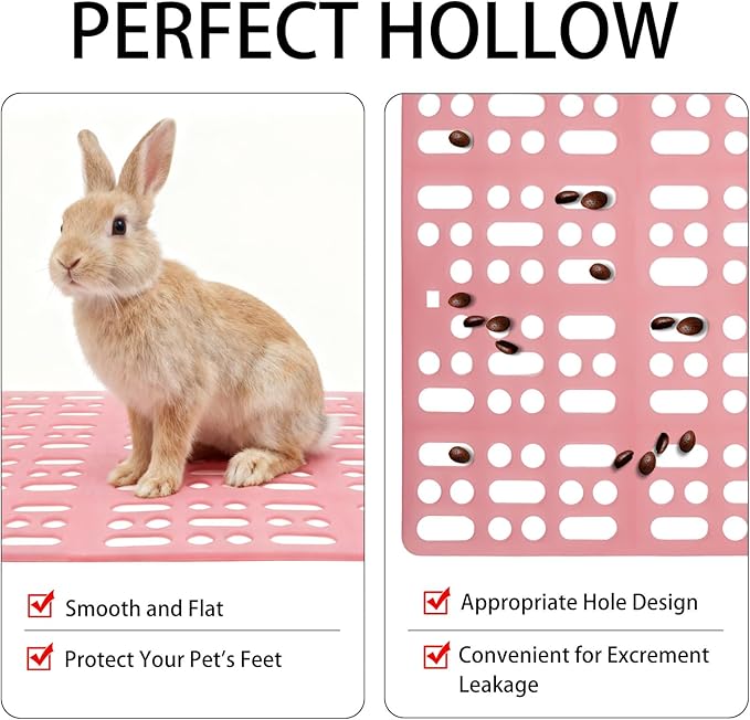 18 Pack Plastic Rabbit Cage Mat, Bunny Resting Mats for Cage with Snap Joint, Breathable Small Animal Feet Pads for Guinea Pigs, Chinchilla, Pet - White, Blue, Pink
