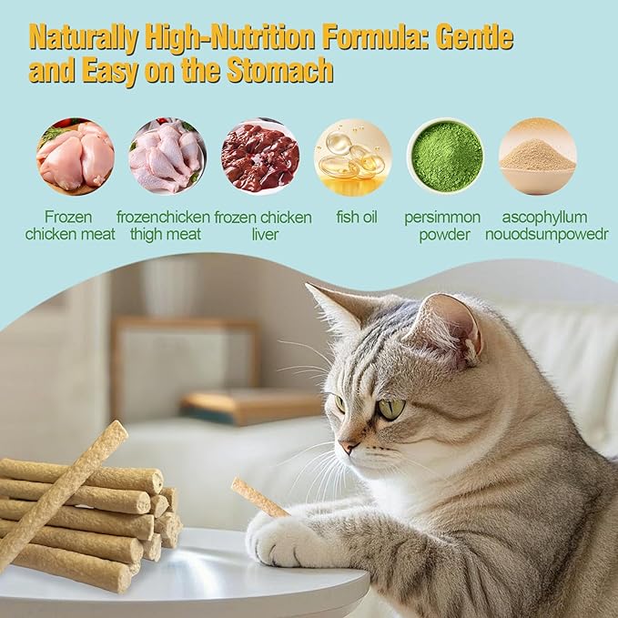 Freeze-Dried Chicken Dental Chews for Cats, High-Protein Cat Treats with Chicken Breast & Liver, Supports Oral Care & Fresh Breath, Natural Grain-Free Snacks, 50g