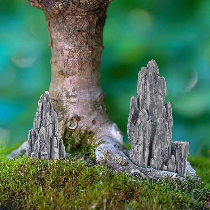 HANABASS 8 Pcs Miniature Rockery Decor Resin Statues for Aquarium and Zen Garden Micro Landscape Small Bonsai Ornaments for Fish Tank and Home Decoration