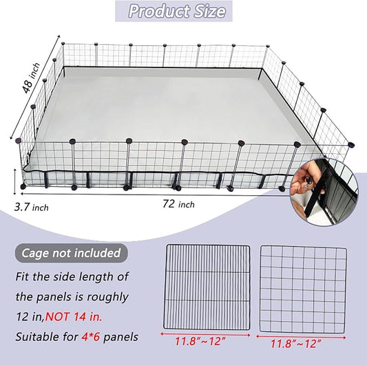 Guinea Pig Cage Liner Tarp Bottom Waterproof and Washable Base Also for Rabbits, Bunny, Chinchesillas, Hedgehog, Ferrets and Other Small Animals(48x72 inches)