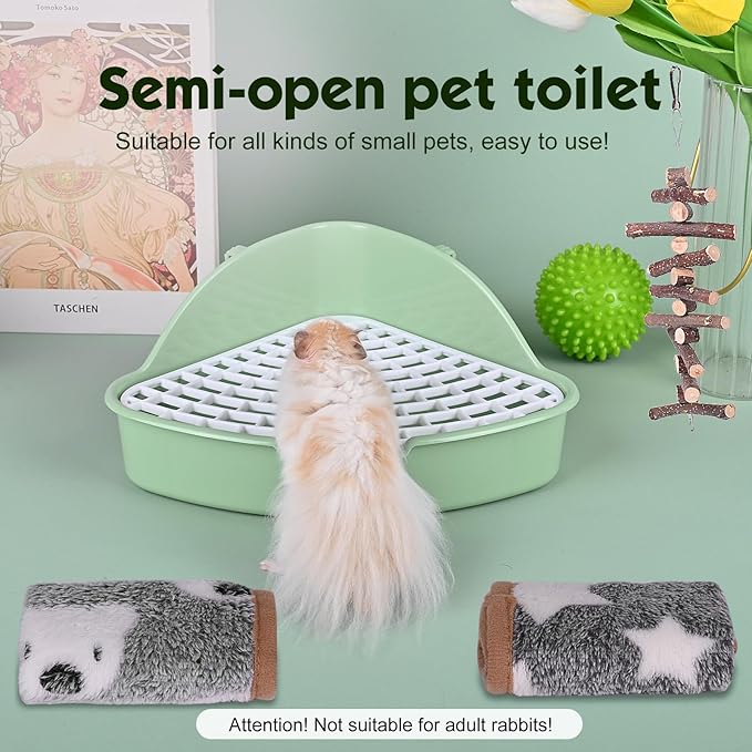 RUBYHOME Triangle Rabbit Litter Box Bunny Potty Training Corner Small Animal Toilet Litter Box Pet Toilet Bedding Pee Pan Tray for Baby Rabbit,Guinea Pigs,Chinchillas,Ferrets