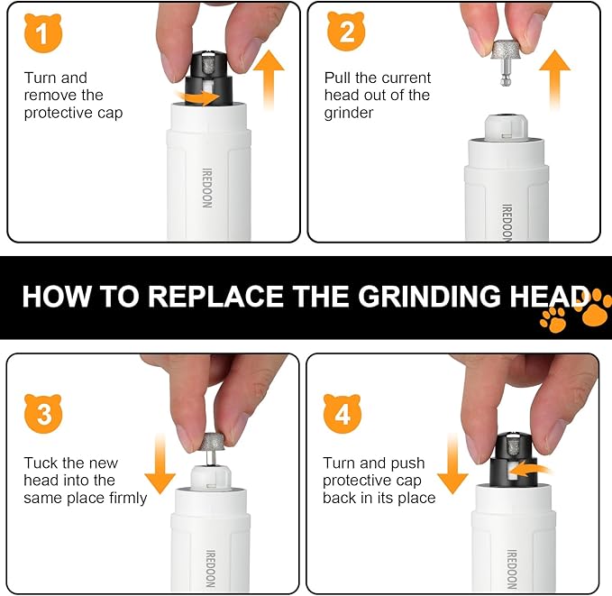 IREDOON Dog Nail Grinder Replacement Head-Integrated Grinding Head for Casfuy and Most Brands, Highly Efficient, Safe and Durable (1pcs)