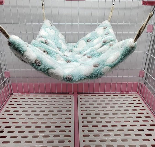 ISMARTEN Small Animal Hanging Hammock, Pet Hanging Nap Sack Sleep Bag Bed, Cage Hammock Beds for Ferret Guinea-Pig Sugar Glider Hamster Rat Mice Chinchilla Flying Gerbil and Squirrel (Green)
