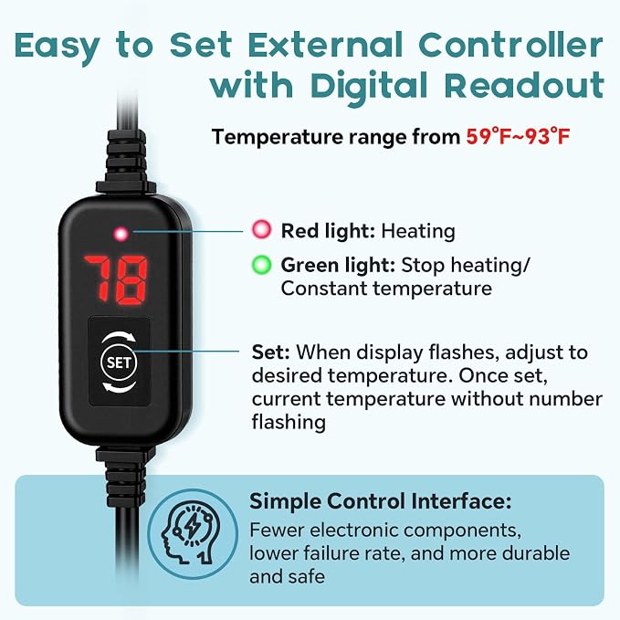 hygger 300W Submersible Aquarium Heater with Digital Temperature Controller, Mini Fish Tank Heater for 40–80 Gallon Tanks, Overheat & Out-of-Water Protection, Freshwater & Saltwater