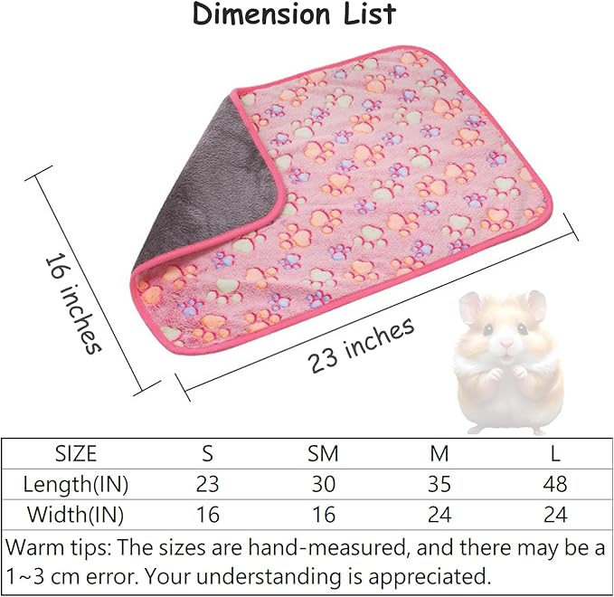 Waterproof Guinea Pig Blankets Washable 3 Pack Small Animal Fleece Cage Liners Pet Soft Sleep Mat Pad Cover Warm Flannel Throw for Hamster Guinea Pig Rabbit Chinchilla Hedgehog Ferret 23"×16"