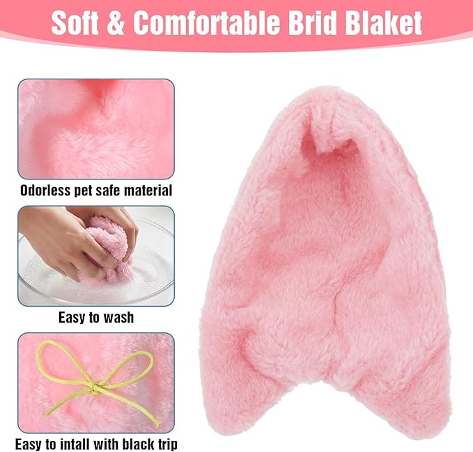 Bird Bed for Cage Cozy Bird Blanket Bird Corner Fleece Bird Bed Warmer Hanging Hammock Toy Cage Hanging Hammock Toy for Greys Parakeet Cockatiel Conure(Pink/M)